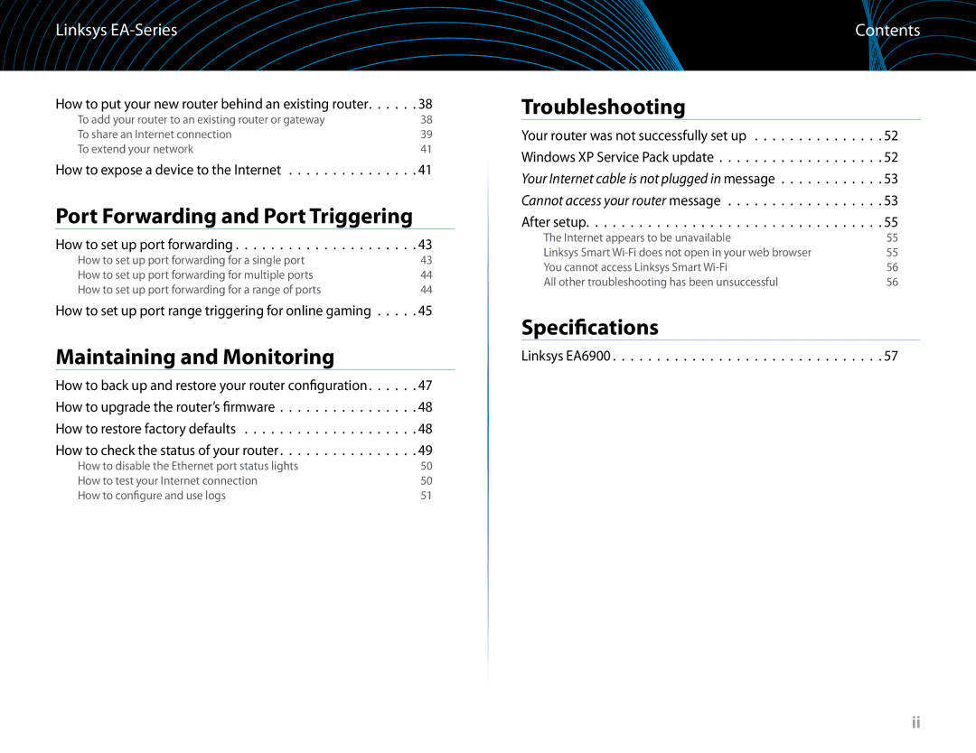 Linksys EA6900 manual Specifications 