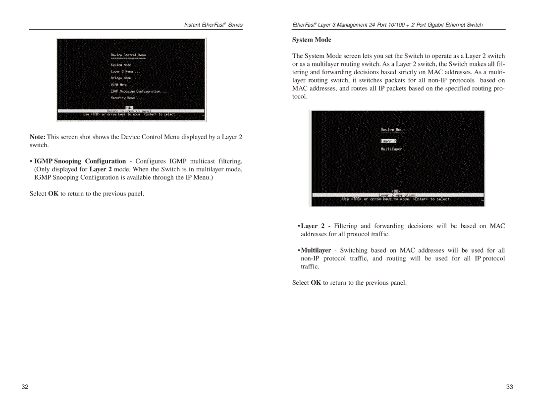 Linksys EF1324 manual System Mode 