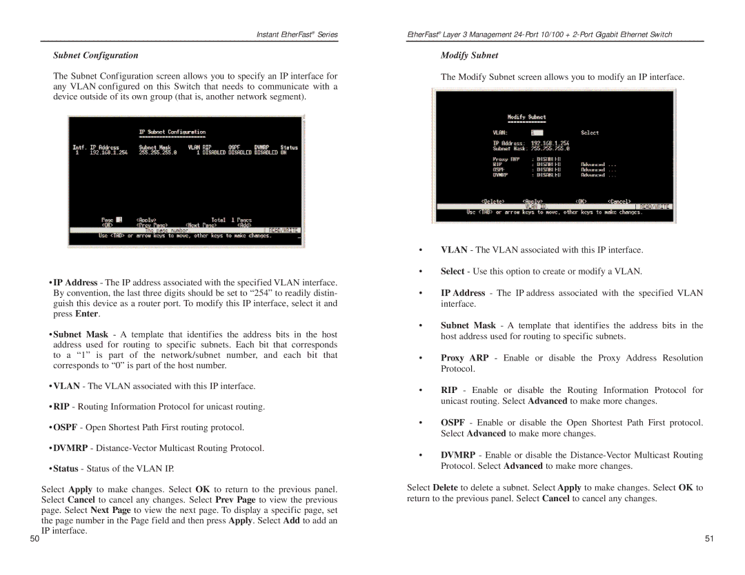 Linksys EF1324 manual Subnet Configuration, Modify Subnet 