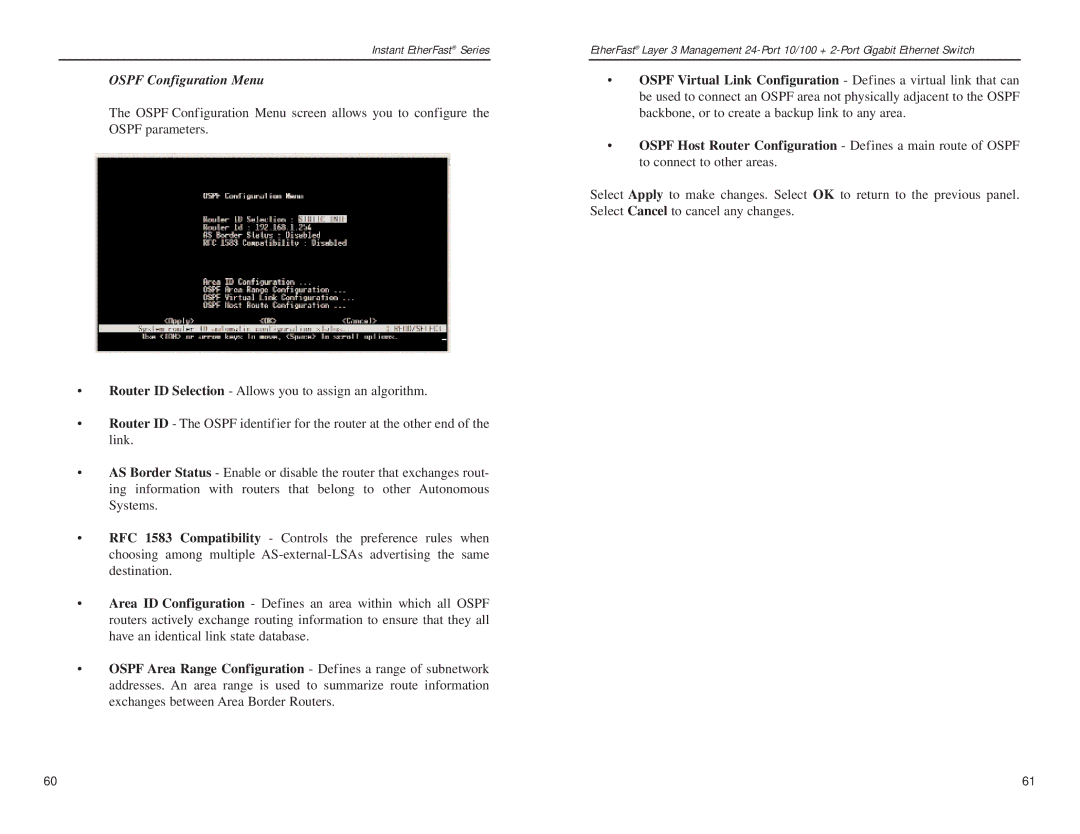 Linksys EF1324 manual Ospf Configuration Menu 