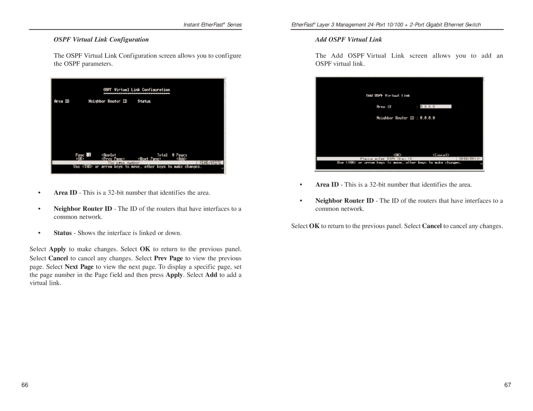 Linksys EF1324 manual Ospf Virtual Link Configuration, Add Ospf Virtual Link 