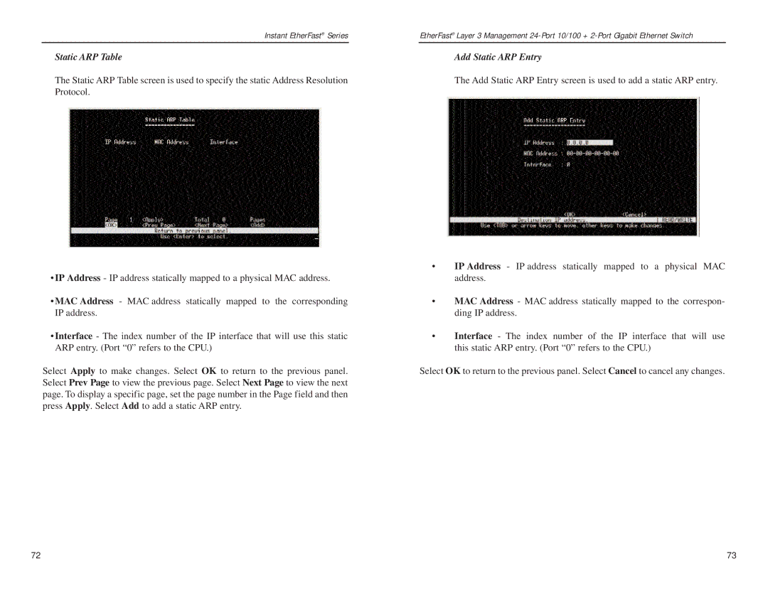 Linksys EF1324 manual Static ARP Table, Add Static ARP Entry 