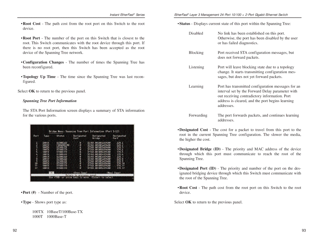 Linksys EF1324 manual Spanning Tree Port Information 