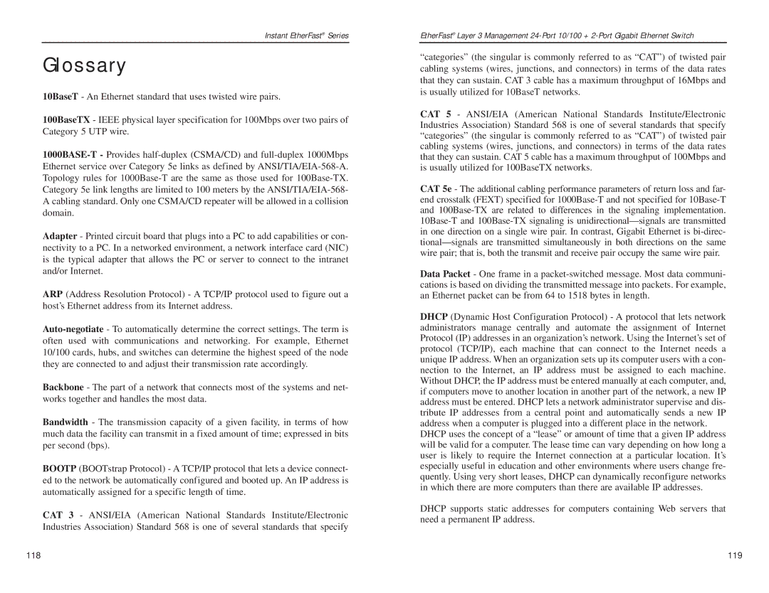 Linksys EF1324 manual Glossary 