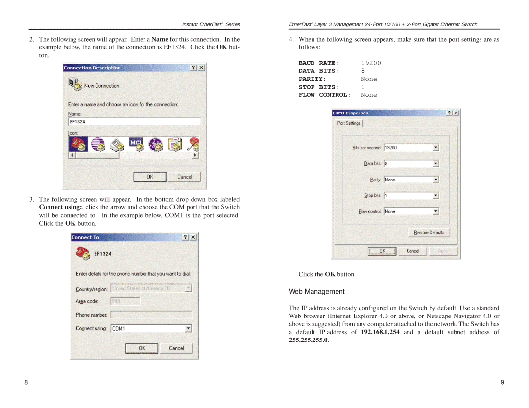 Linksys EF1324 manual Web Management 