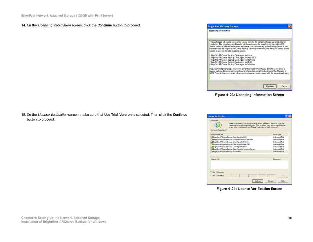 Linksys EFG120 manual Licensing Information Screen 