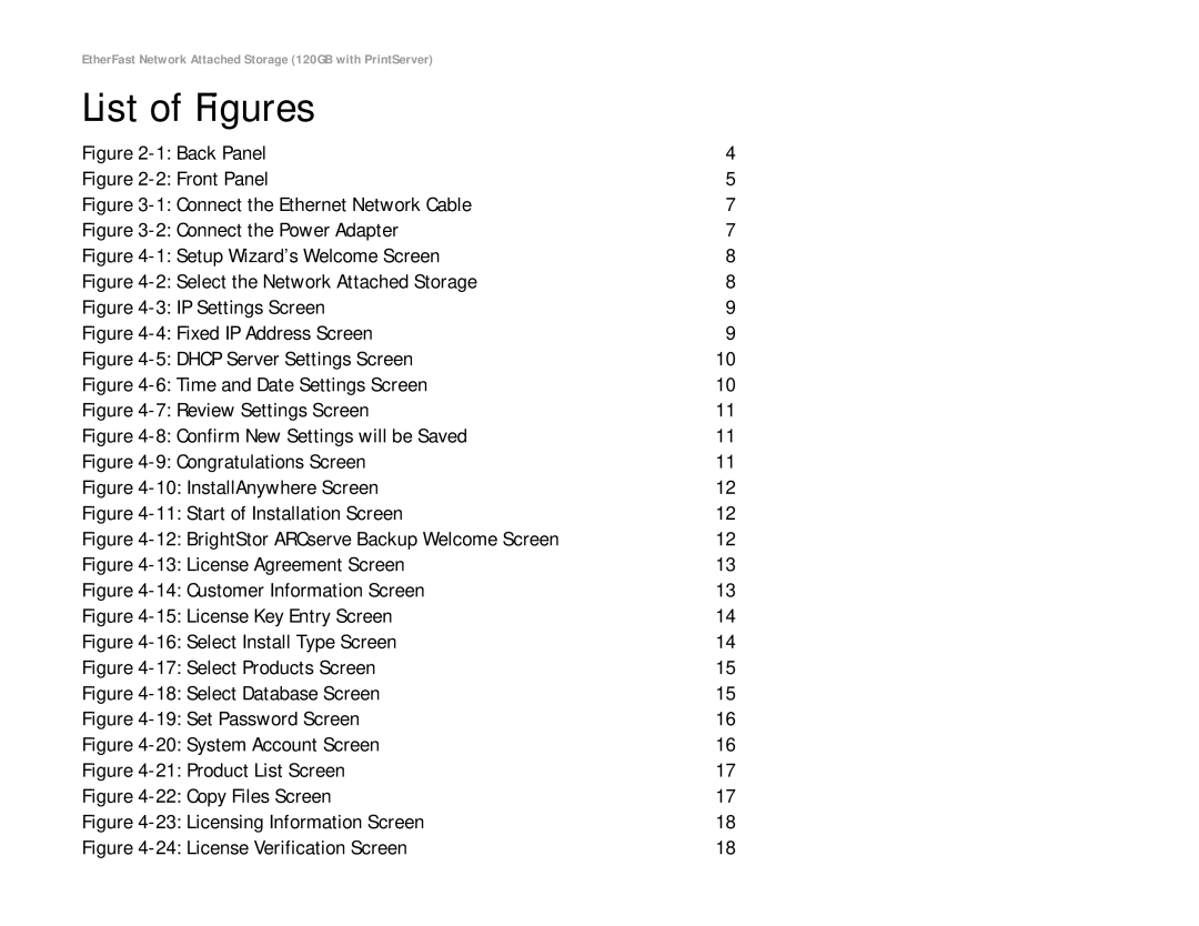 Linksys EFG120 manual List of Figures, Back Panel 