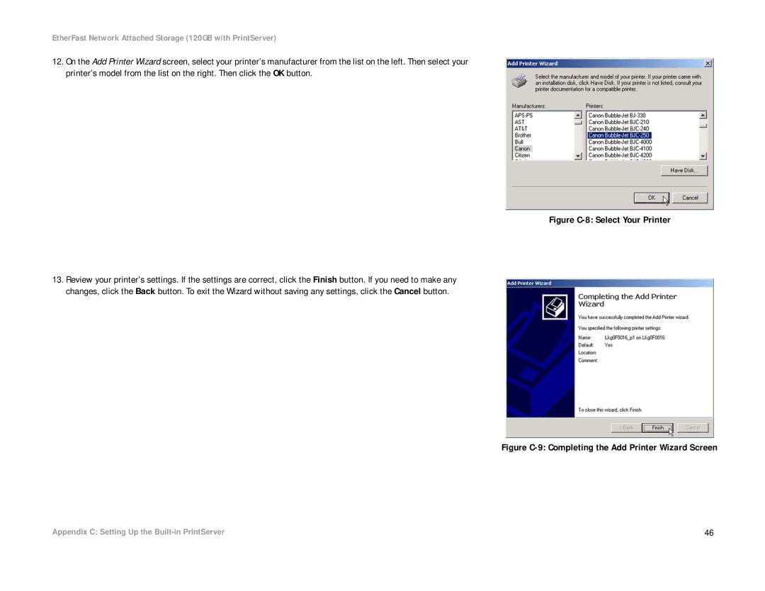 Linksys EFG120 manual Figure C-8 Select Your Printer 