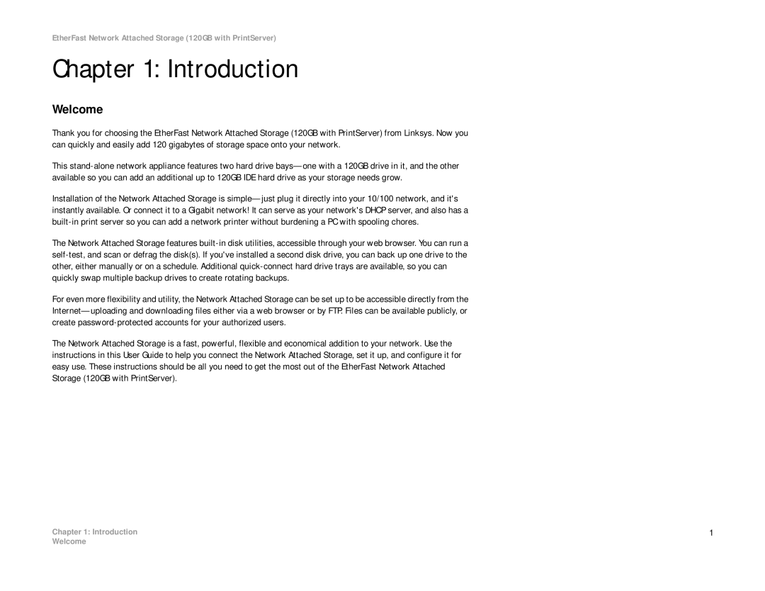 Linksys EFG120 manual Introduction, Welcome 