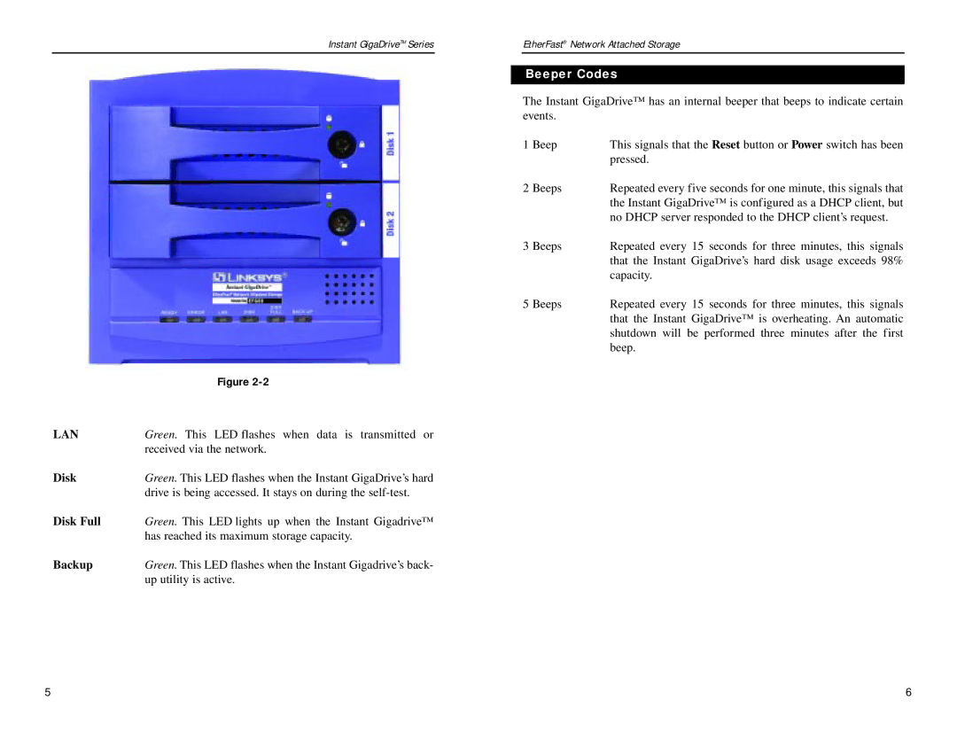 Linksys EFG80 manual Lan, Beeper Codes 