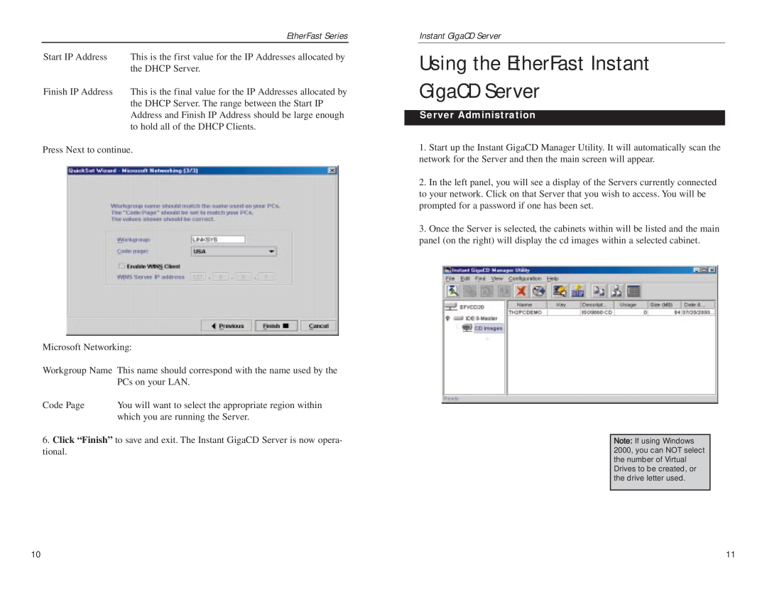Linksys EFVCD20 manual Using the EtherFast Instant GigaCD Server, Server Administration 