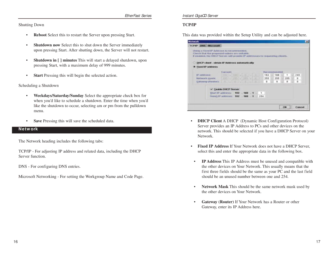 Linksys EFVCD20 manual Network 