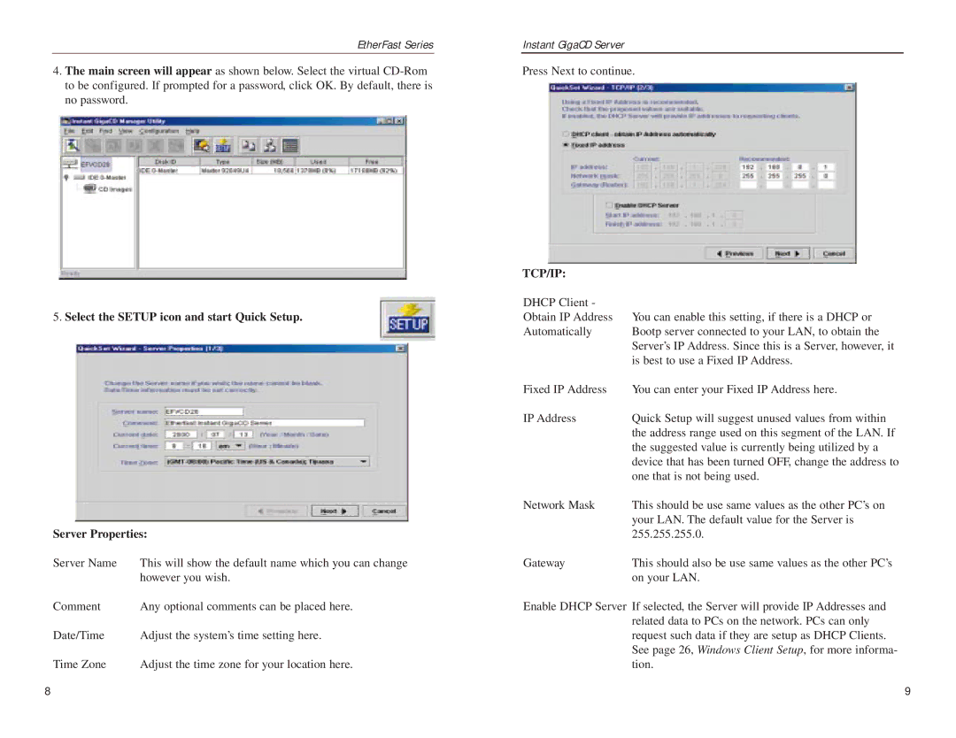 Linksys EFVCD20 manual Tcp/Ip 