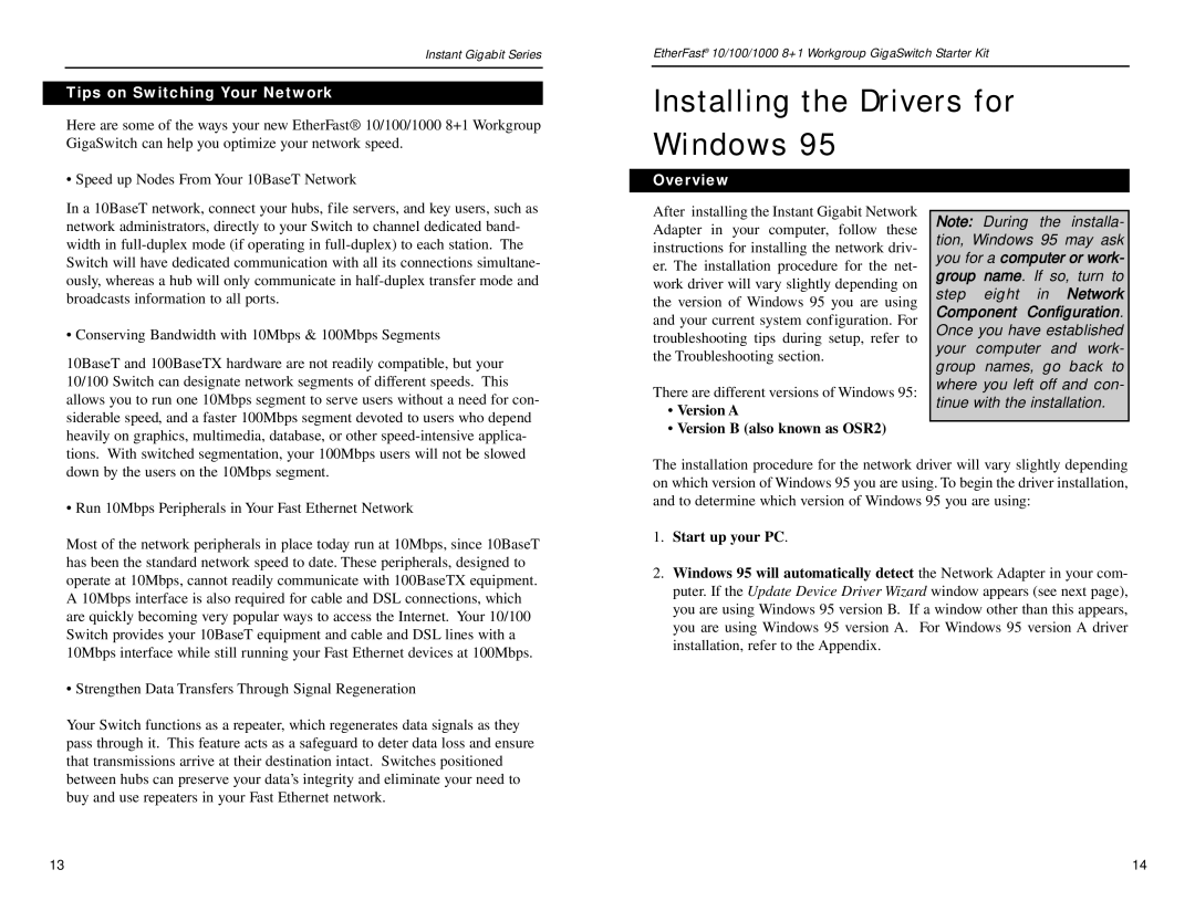 Linksys EG0801SK manual Installing the Drivers for Windows, Tips on Switching Your Network 