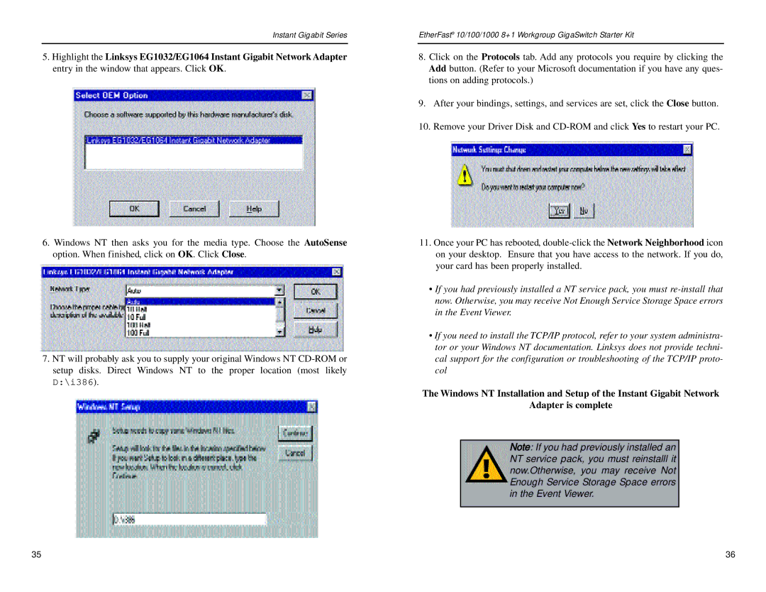 Linksys EG0801SK manual i386 