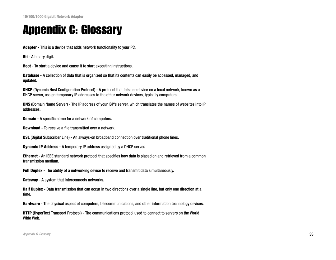 Linksys EG1032 V3 manual Appendix C Glossary 