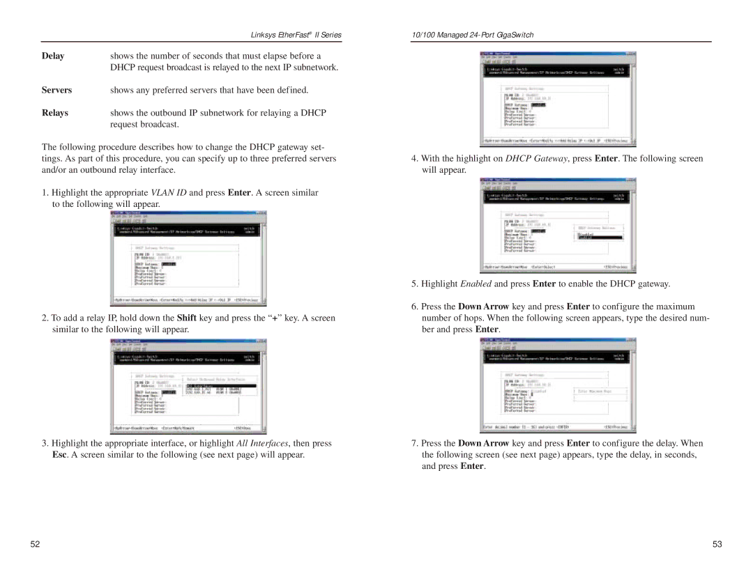 Linksys EG24M manual Delay, Servers, Relays 