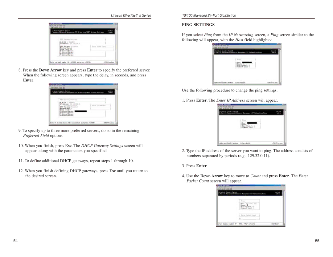 Linksys EG24M manual Ping Settings 