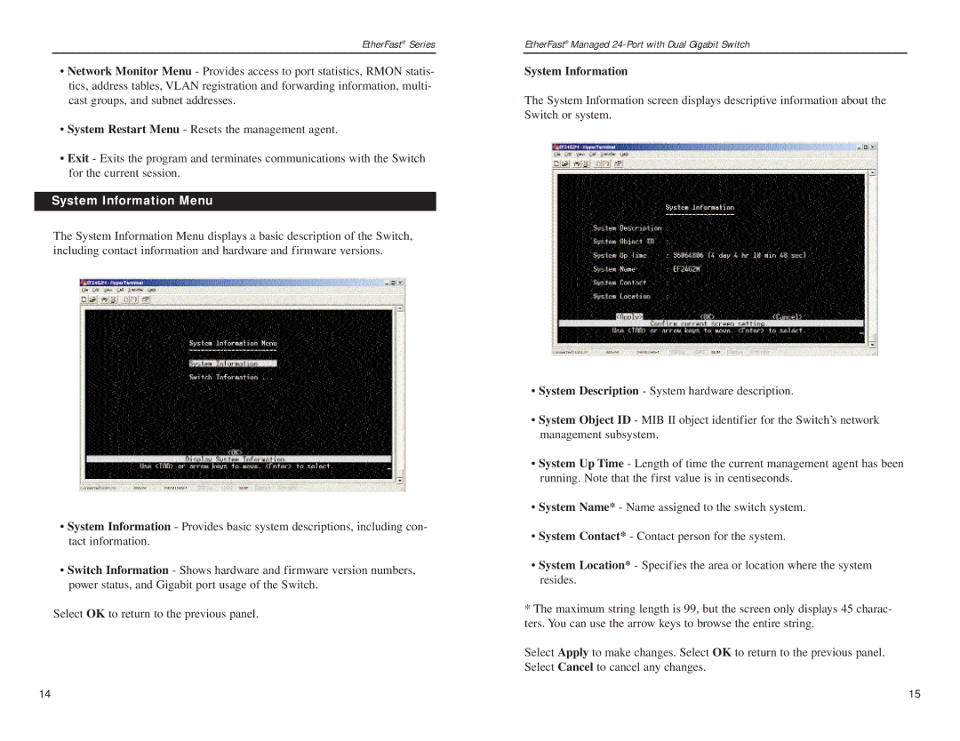 Linksys Etherfast manual System Information Menu 