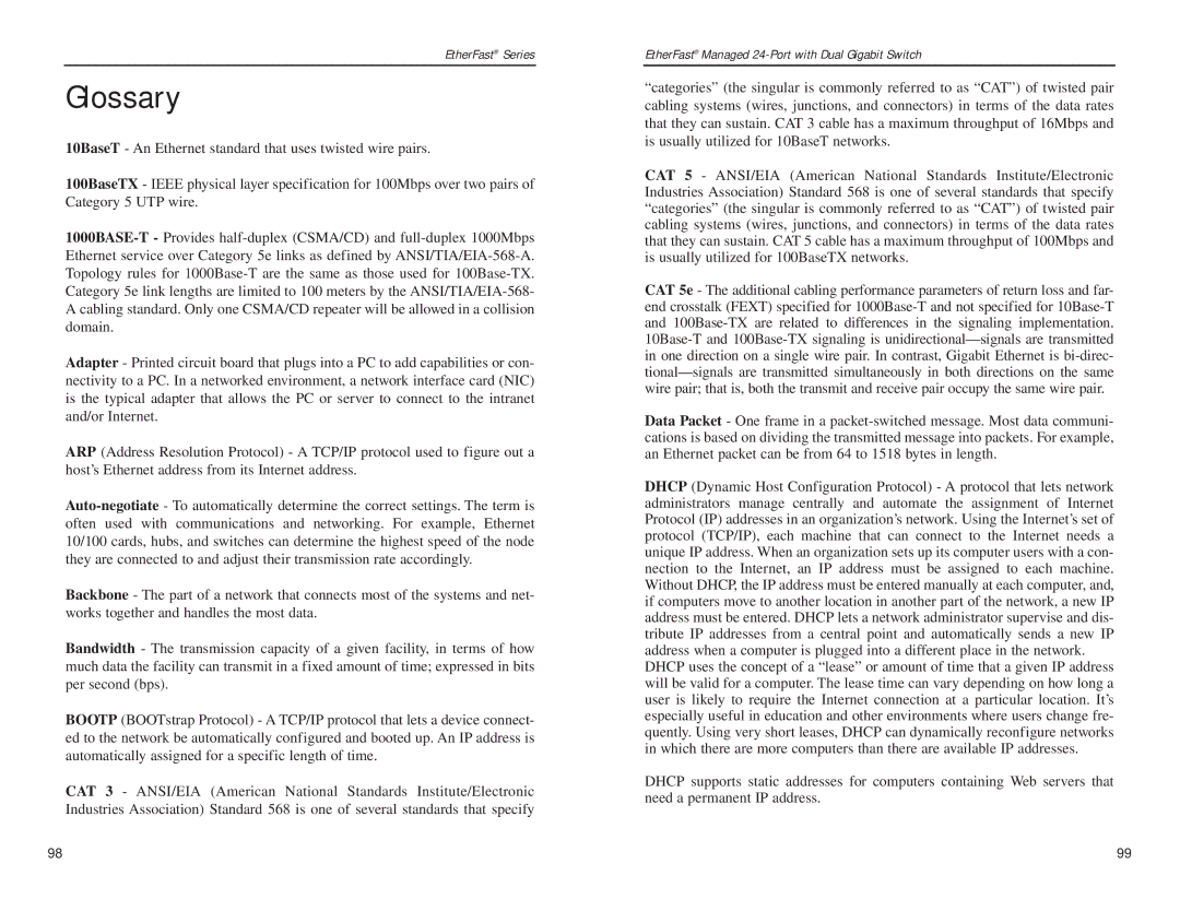 Linksys Etherfast manual Glossary 