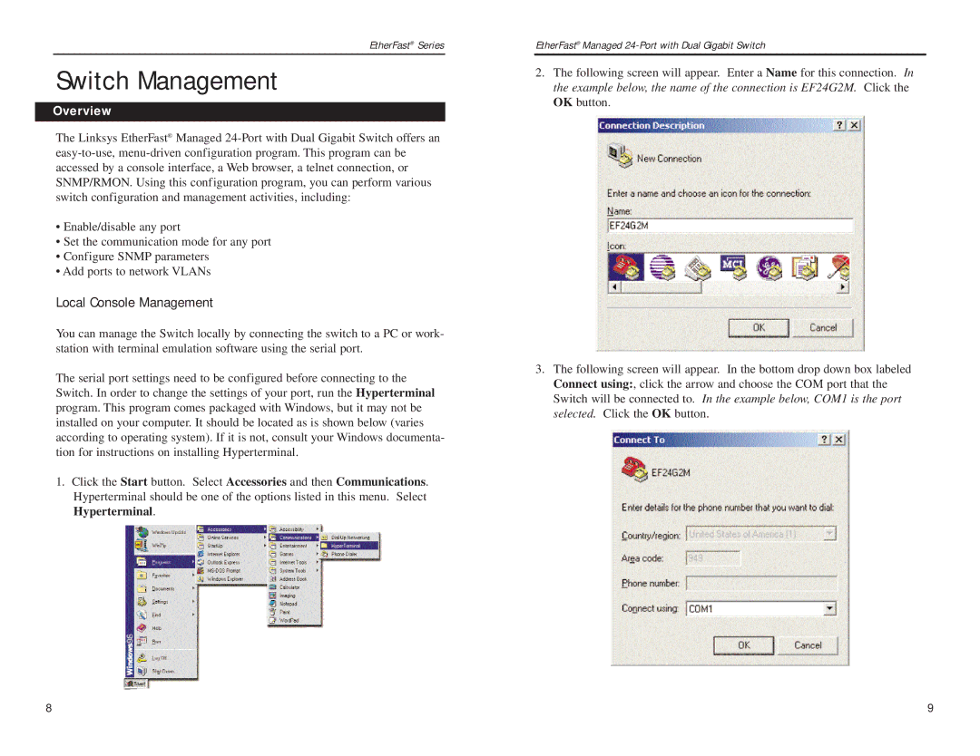 Linksys Etherfast manual Switch Management, Overview 