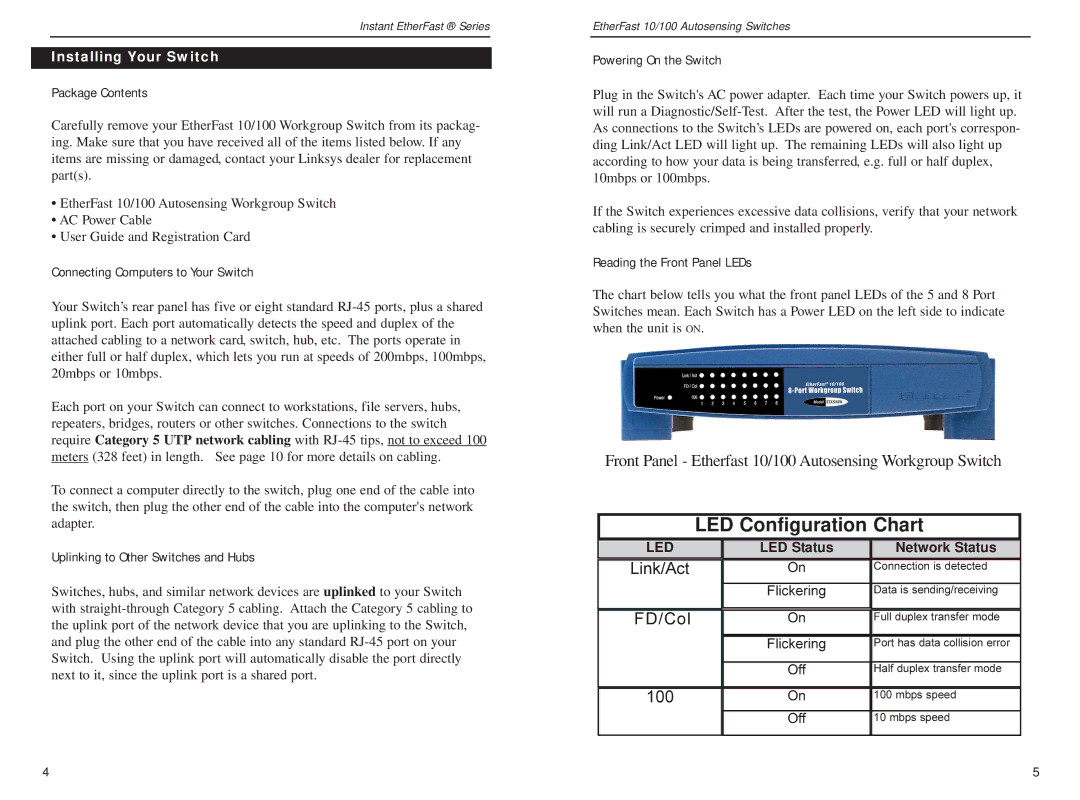 Linksys EZXS55W, EZXS88W manual Installing Your Switch, Package Contents 