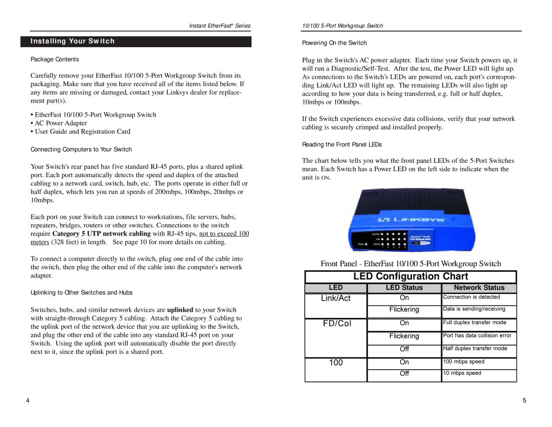 Linksys EZXS55W v2, EZXS88W v2 manual Installing Your Switch, Package Contents 