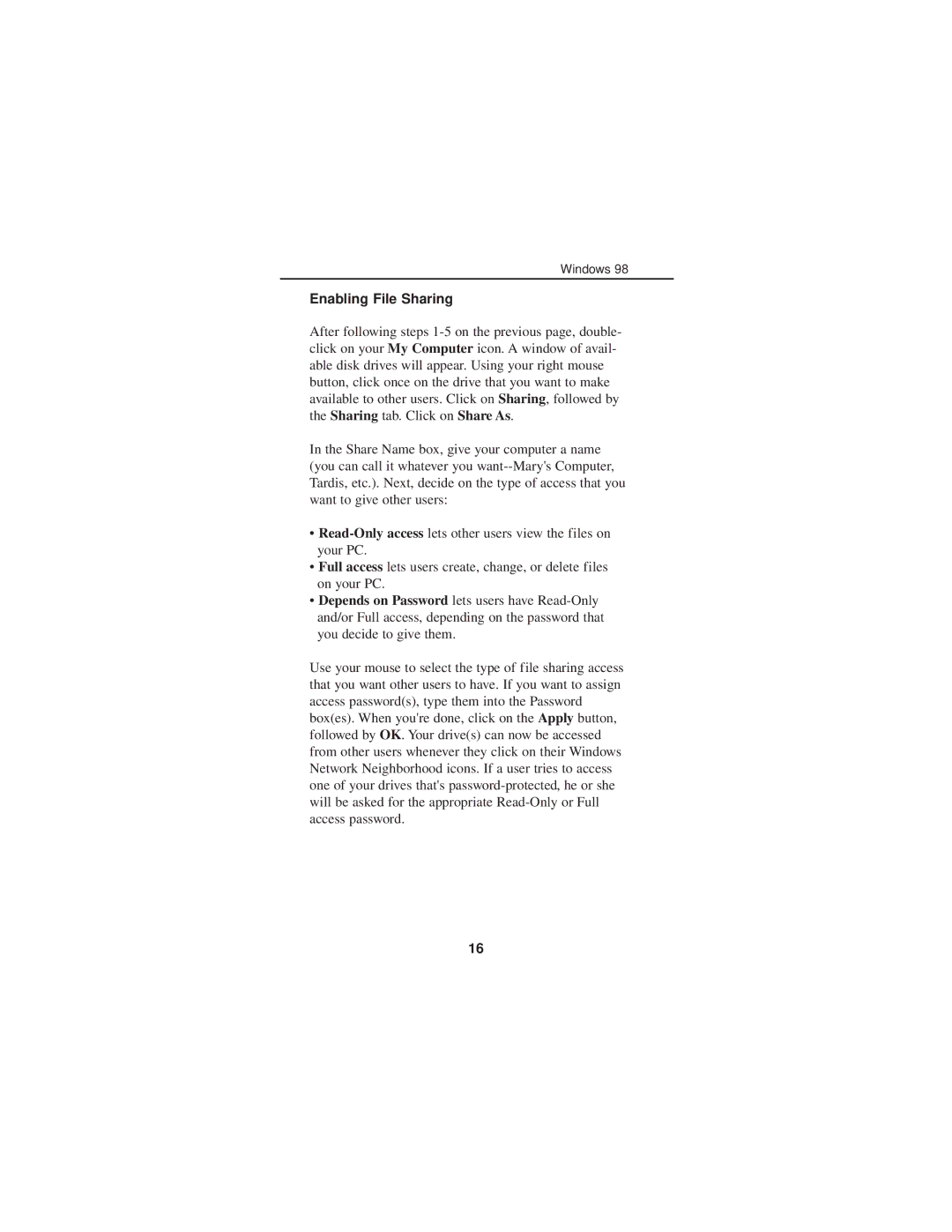 Linksys FENSK05 manual Enabling File Sharing 