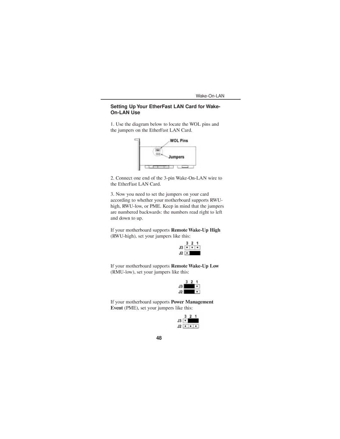 Linksys FENSK05 manual Setting Up Your EtherFast LAN Card for Wake- On-LAN Use 