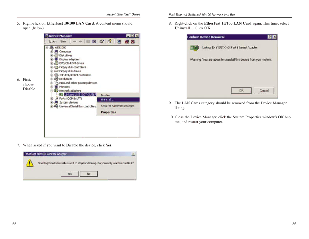 Linksys EZXS55W, FESWSK05 v3 manual Manually Installing the Network Components in Windows 95 