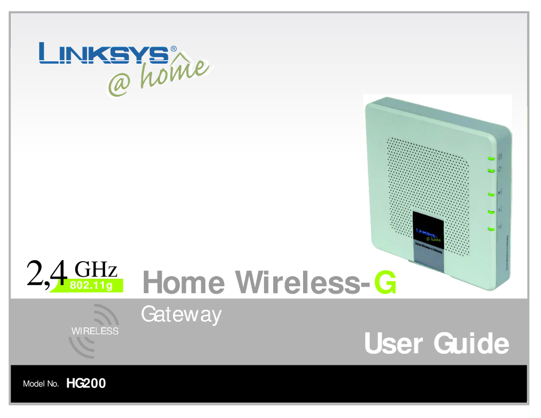 Linksys HG200 manual 4802GHz.11g Home Wireless-G 