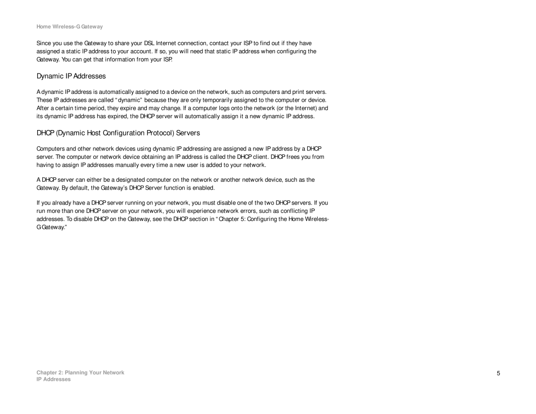 Linksys HG200 manual Dynamic IP Addresses, Dhcp Dynamic Host Configuration Protocol Servers 