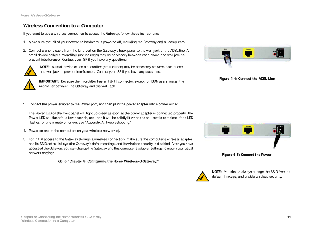 Linksys HG200 manual Wireless Connection to a Computer 