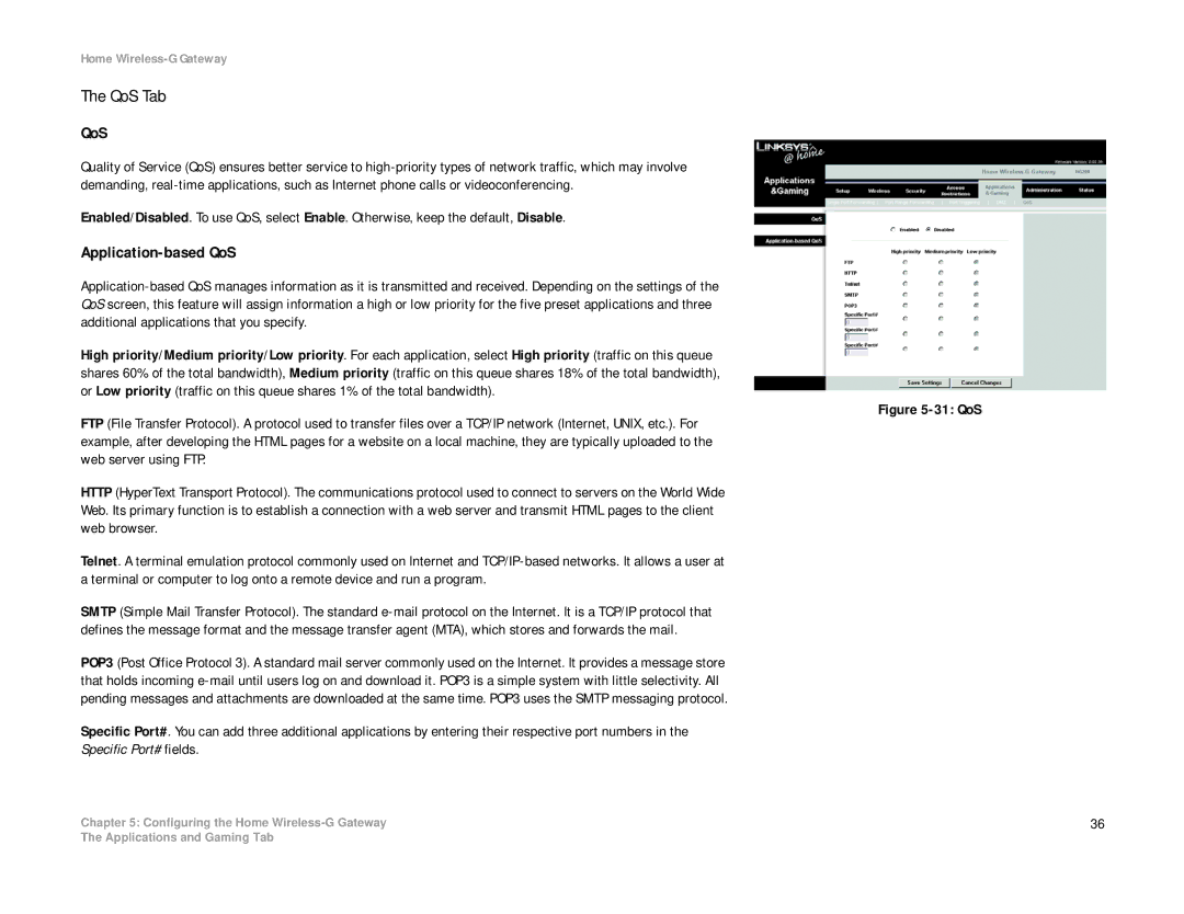 Linksys HG200 manual QoS Tab, Application-based QoS 