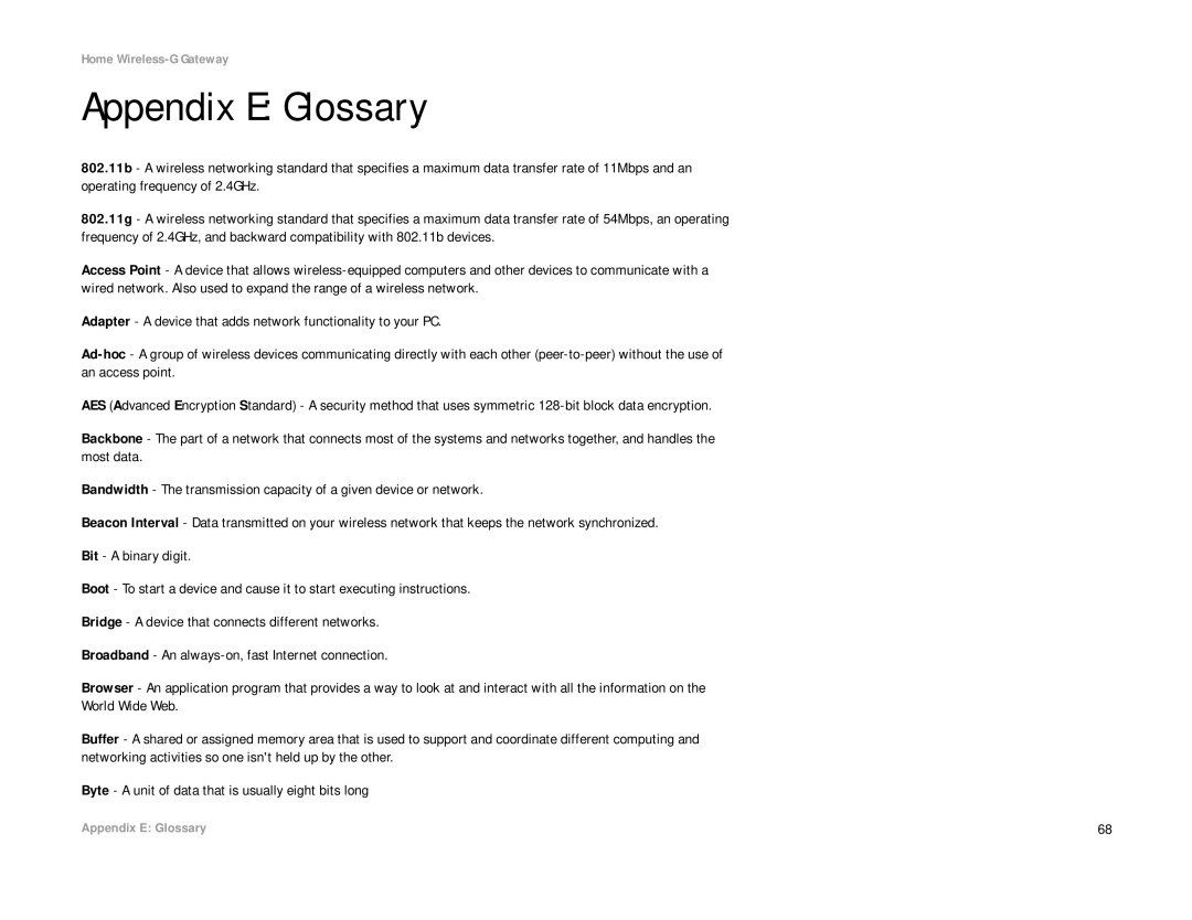 Linksys HG200 manual Appendix E Glossary 