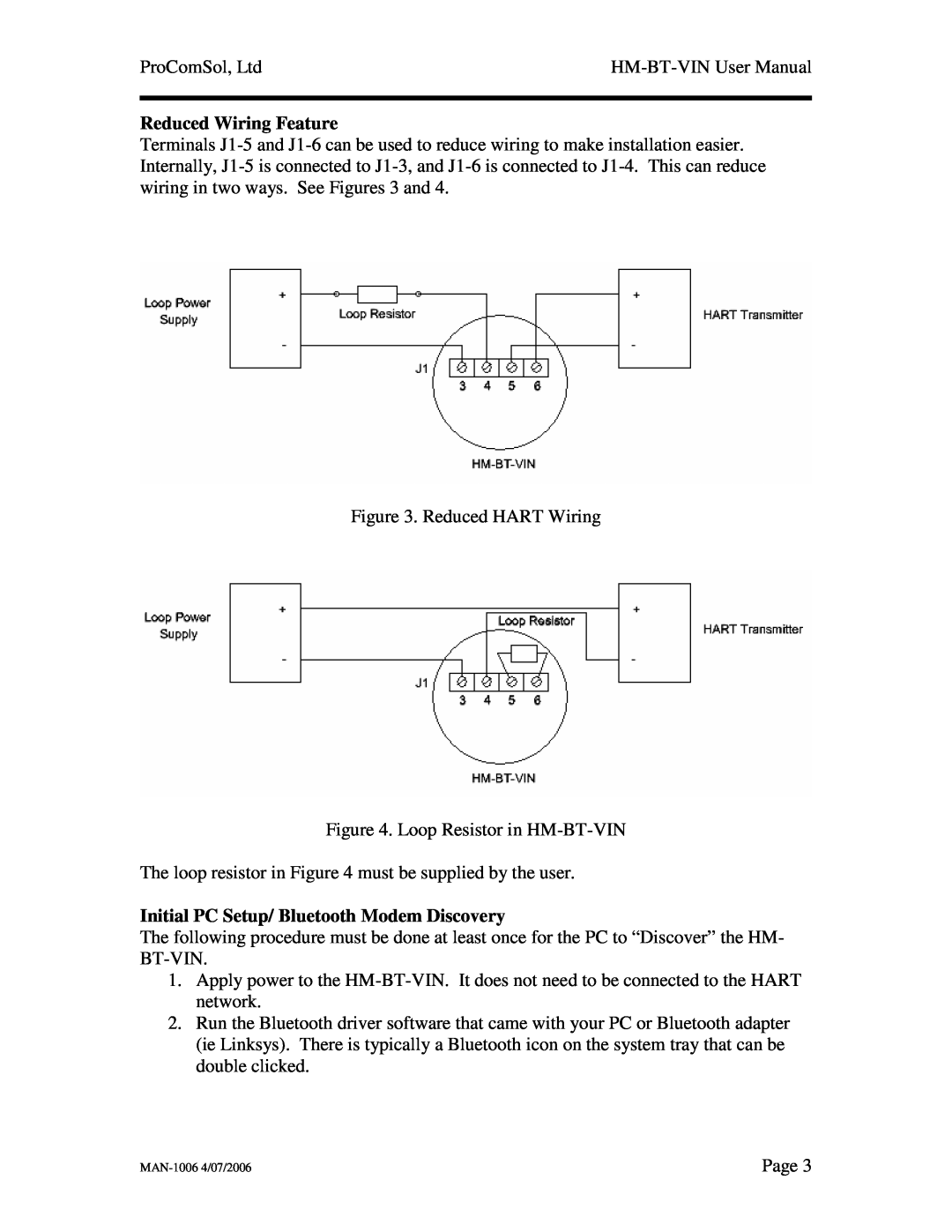 Linksys HM-BT-VIN user manual Reduced Wiring Feature, Initial PC Setup/ Bluetooth Modem Discovery 