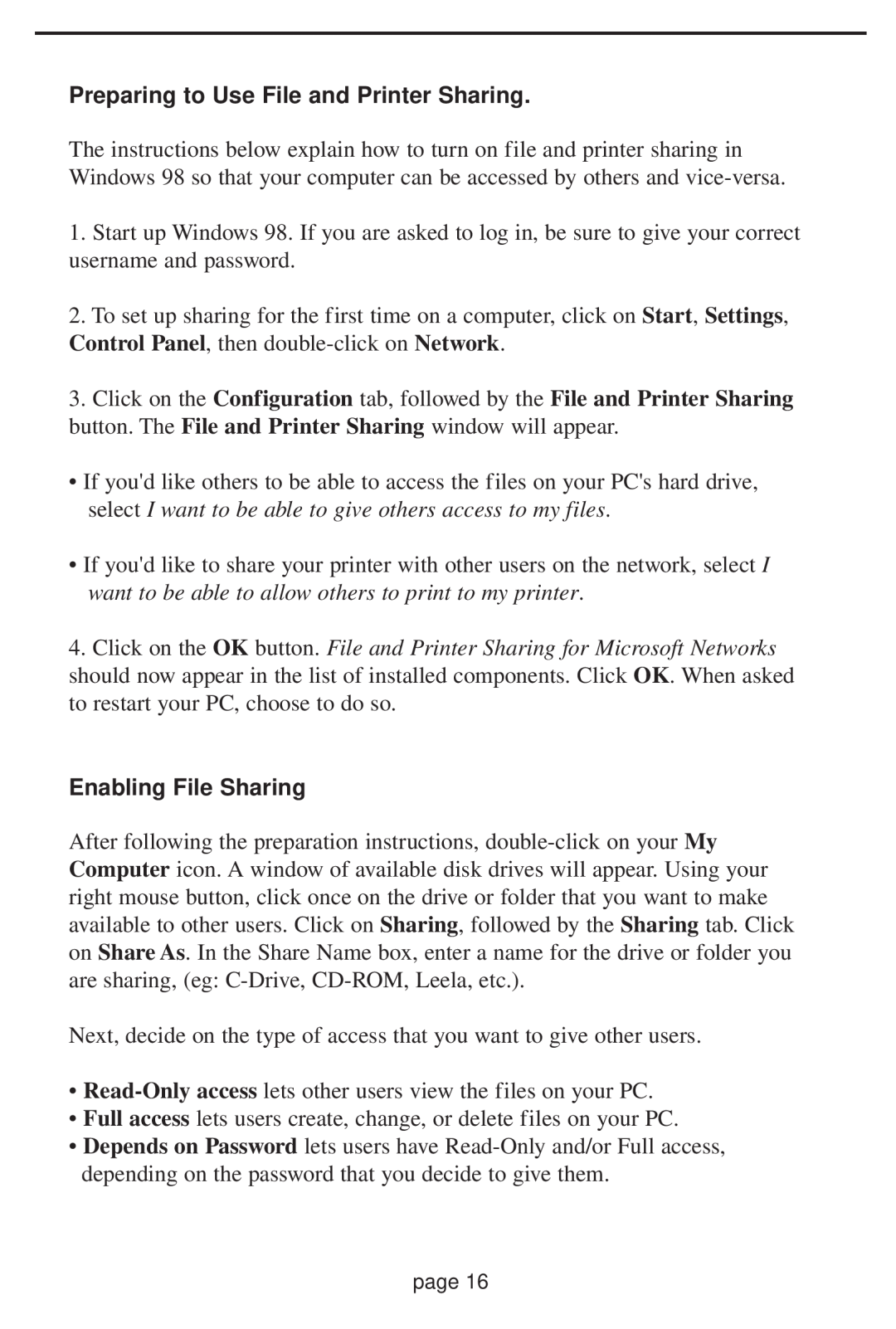 Linksys HPN100 manual Preparing to Use File and Printer Sharing, Enabling File Sharing 