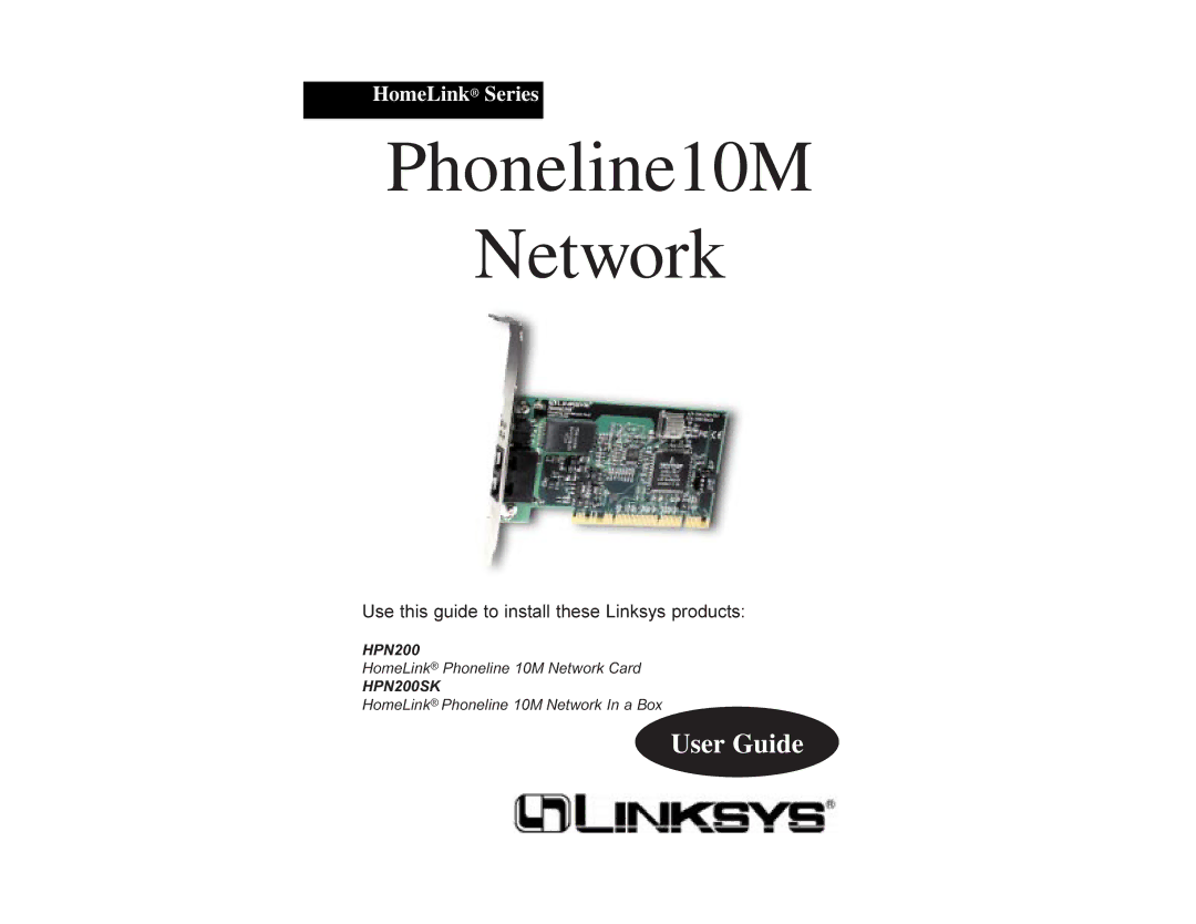 Linksys HPN200 manual Phoneline10M Network 