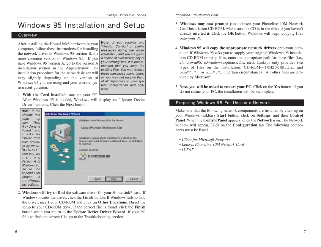 Linksys HPN200 manual Overview, Network Preparing Windows 95 For Use on a Network 