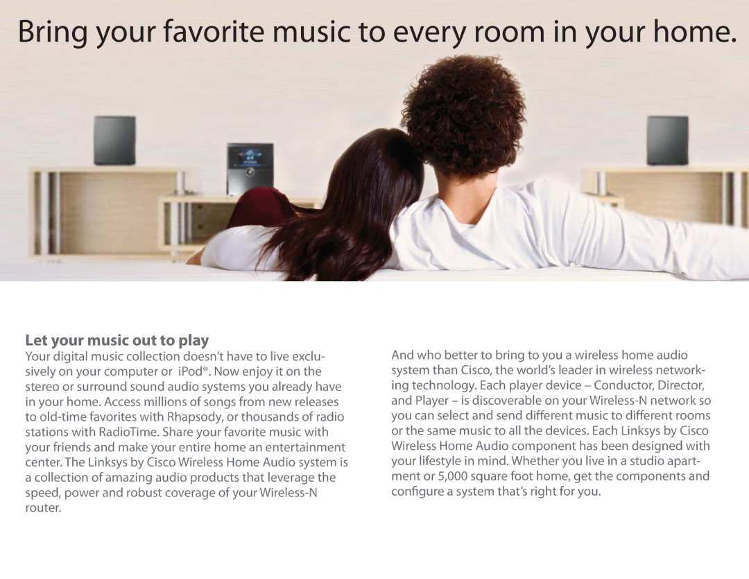 Linksys KWHA700 manual Bring your favorite music to every room in your home 