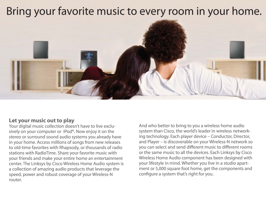 Linksys KWHA700 manual Let your music out to play 