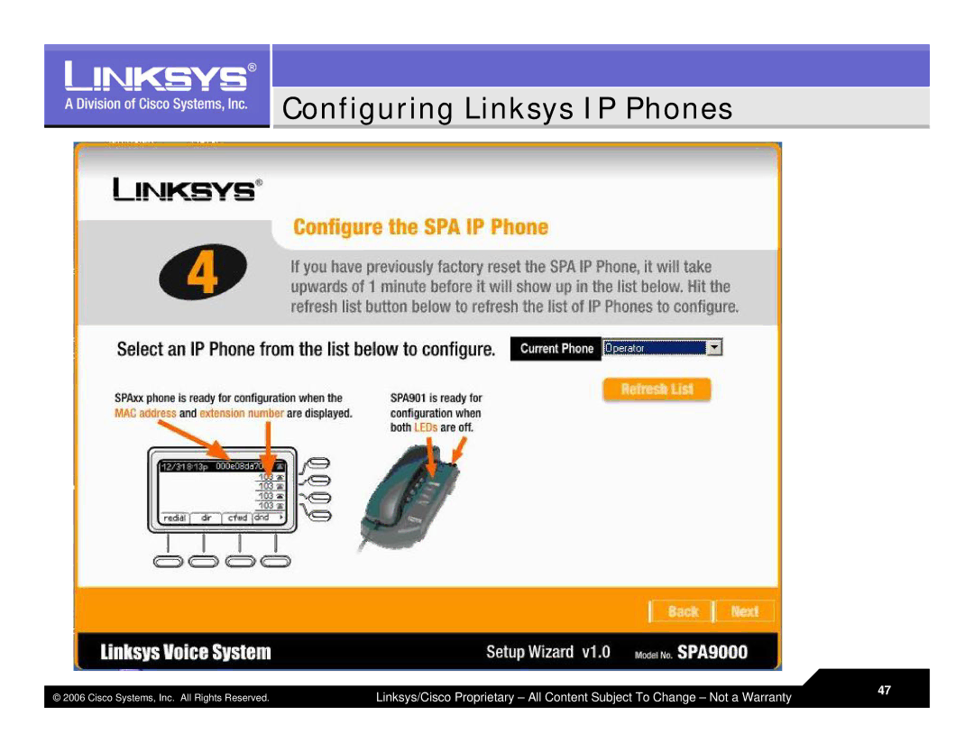 Linksys LVS 9000 warranty Configuring Linksys IP Phones 