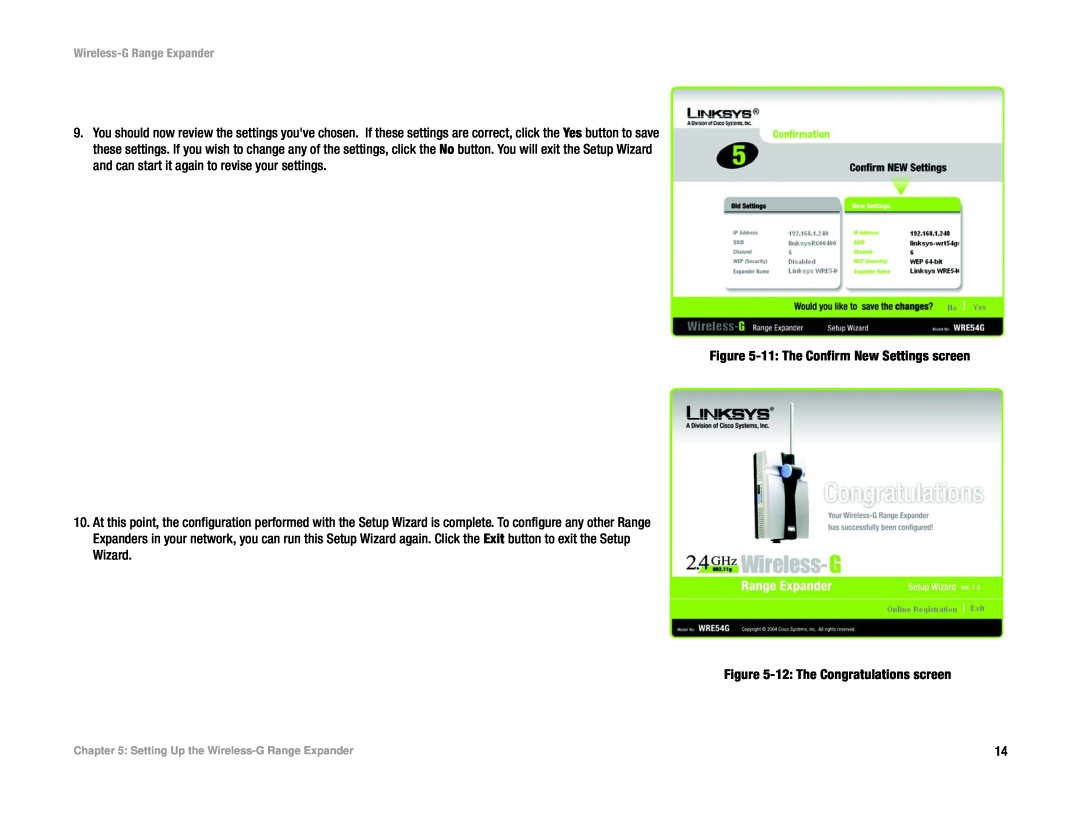 Linksys Network Router specifications 11 The Confirm New Settings screen 