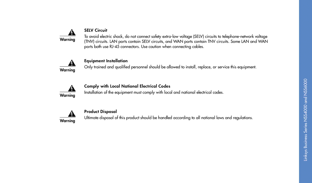 Linksys NSS4000, NSS6000 manual Selv Circuit 