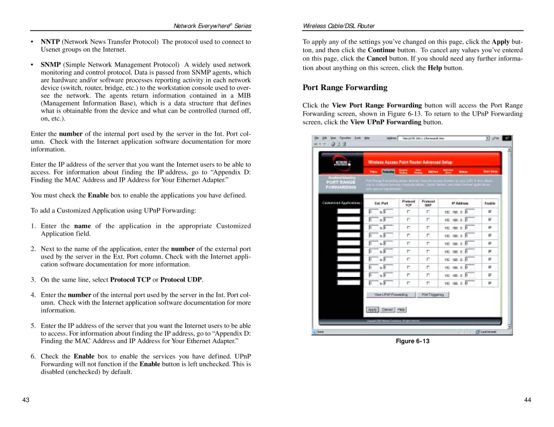 Linksys NWR04B manual Port Range Forwarding 