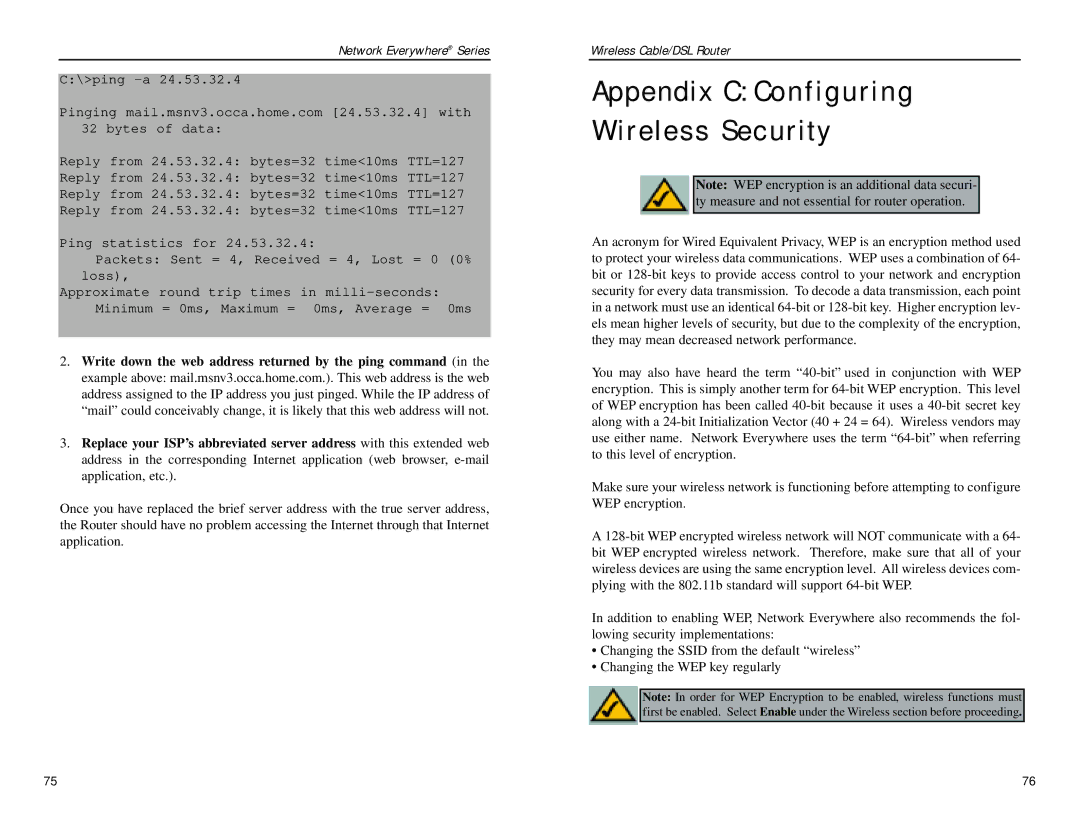 Linksys NWR04B manual Appendix C Configuring Wireless Security 