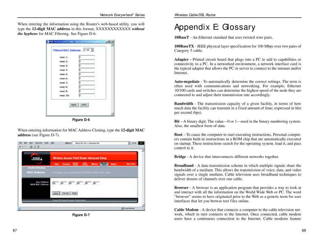 Linksys NWR04B manual Appendix E Glossary, Figure D-6 