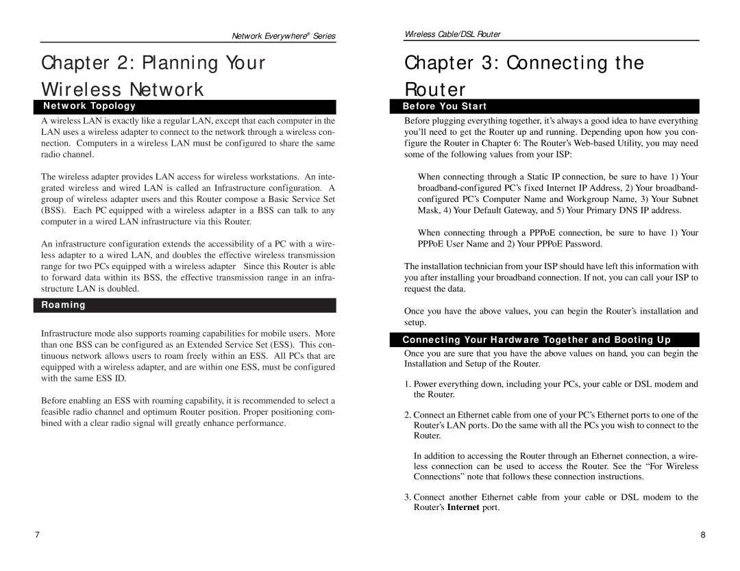 Linksys NWR04B manual Planning Your Wireless Network, Connecting the Router 