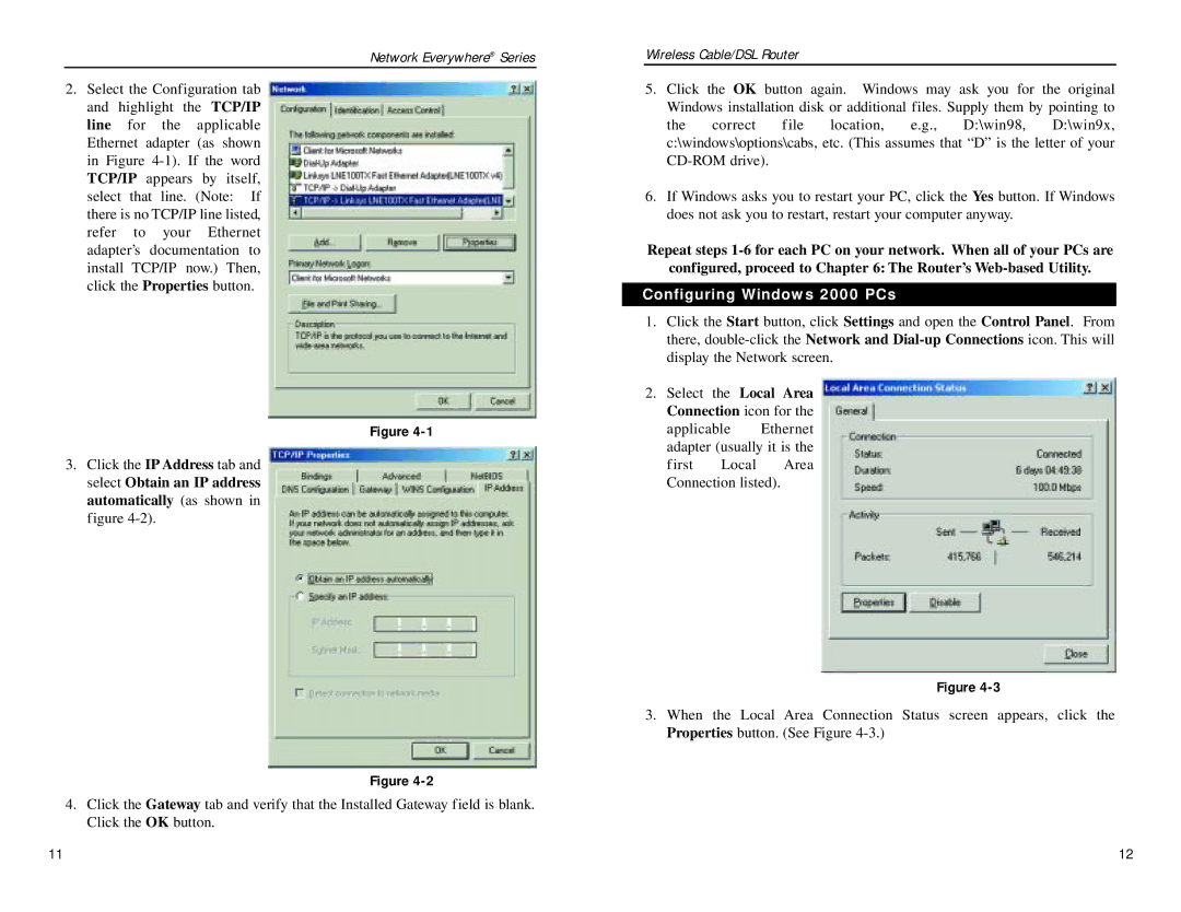 Linksys NWR04B manual Configuring Windows 2000 PCs 