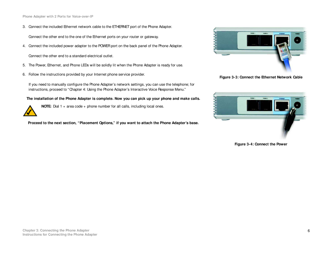 Linksys PAP2-NA manual Connect the Ethernet Network Cable 